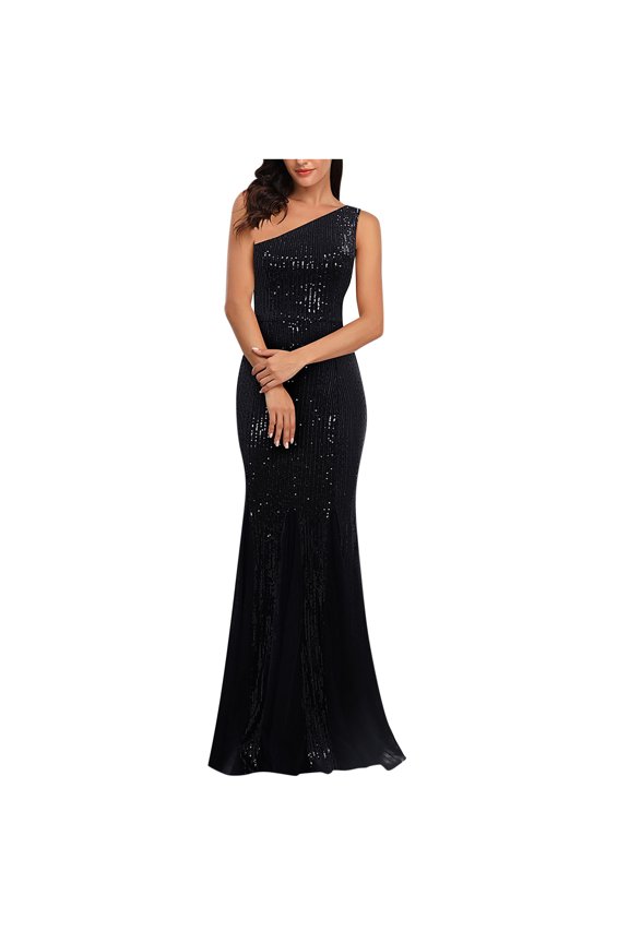 TIANEK Fall Dress Women,Womens Fashion Glitter Sequin Formal Ball Gown Off The Shoulder Bodycon Party Full Length Dress