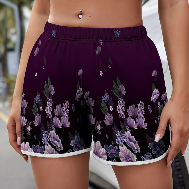 TIANEK Fashion Flowy Shorts for Women Summer 2023 Mother's Day Lightweight  Print Short Elastic Waist Drawstring Comfy Lounge Shorts Clearance 