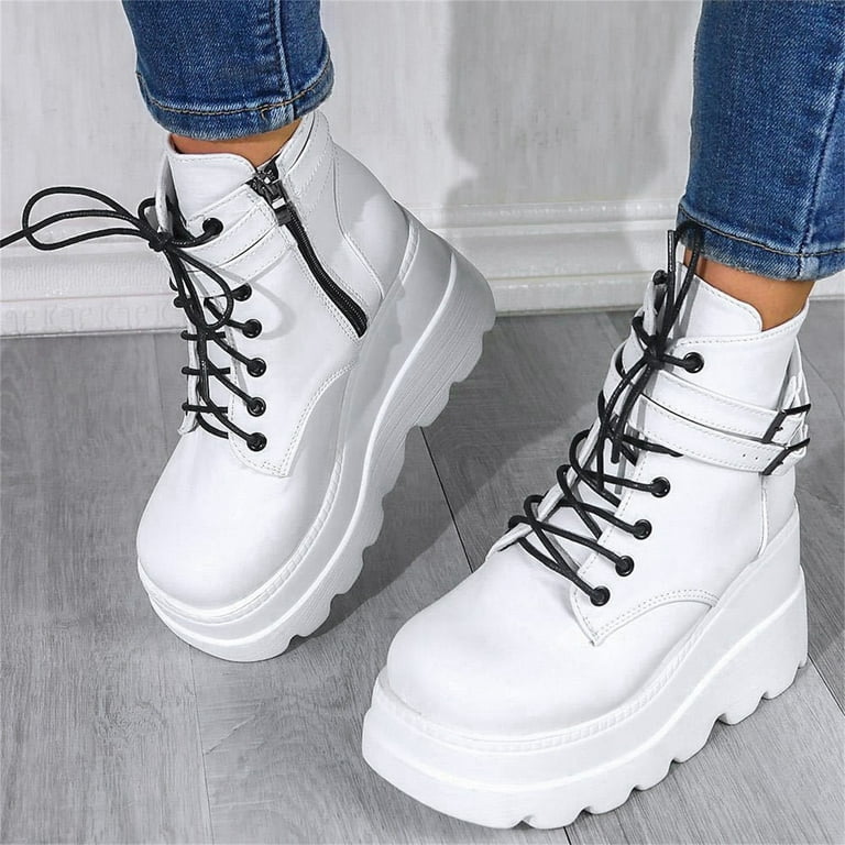 TIANEK Fashion Thick Soled Large Size Short Autumn Platform Leather Sexy  Boots For Women