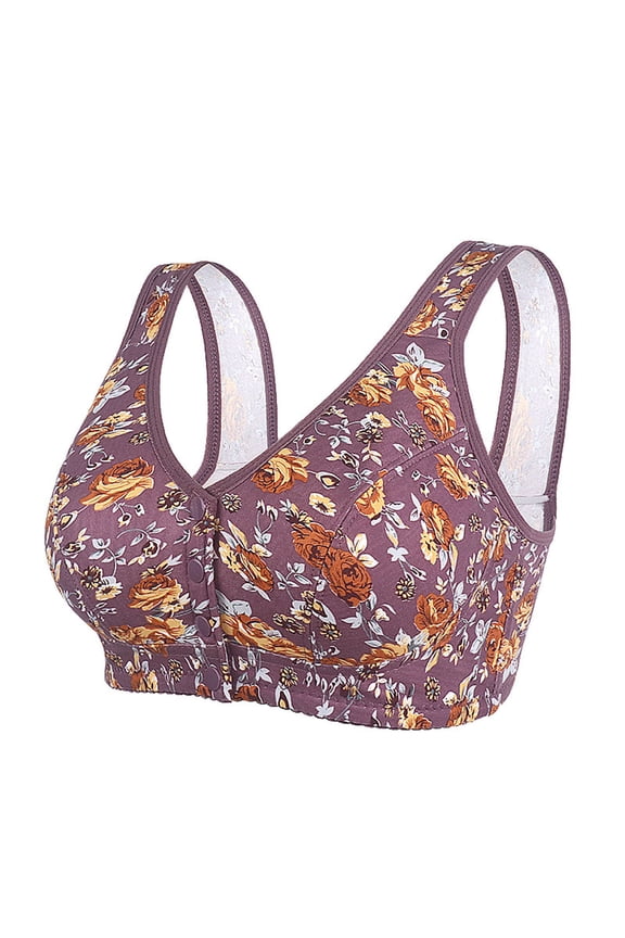 Front Closure Women's Bras on Wirefree Push up Bra Comfortable Breathable Bras