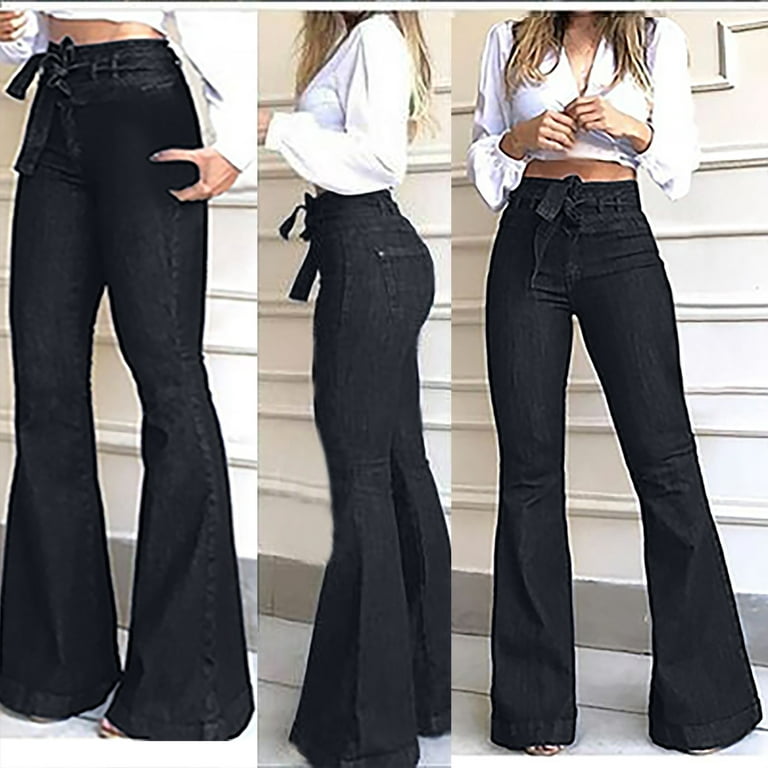 TIANEK Girls Flare Jeans Fashion Full-Length High Rise Jeans for Women Denim  Pants Relaxed Fit Baggy Jeans for Women 2023 