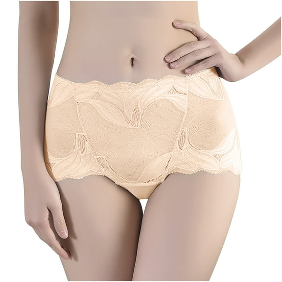 CALAFEBILA Lace Cotton Brief Embroidery Hollow Out MId-Waist Buttocs Lifting Summer Mother's Day Boyshort Underwear for Women