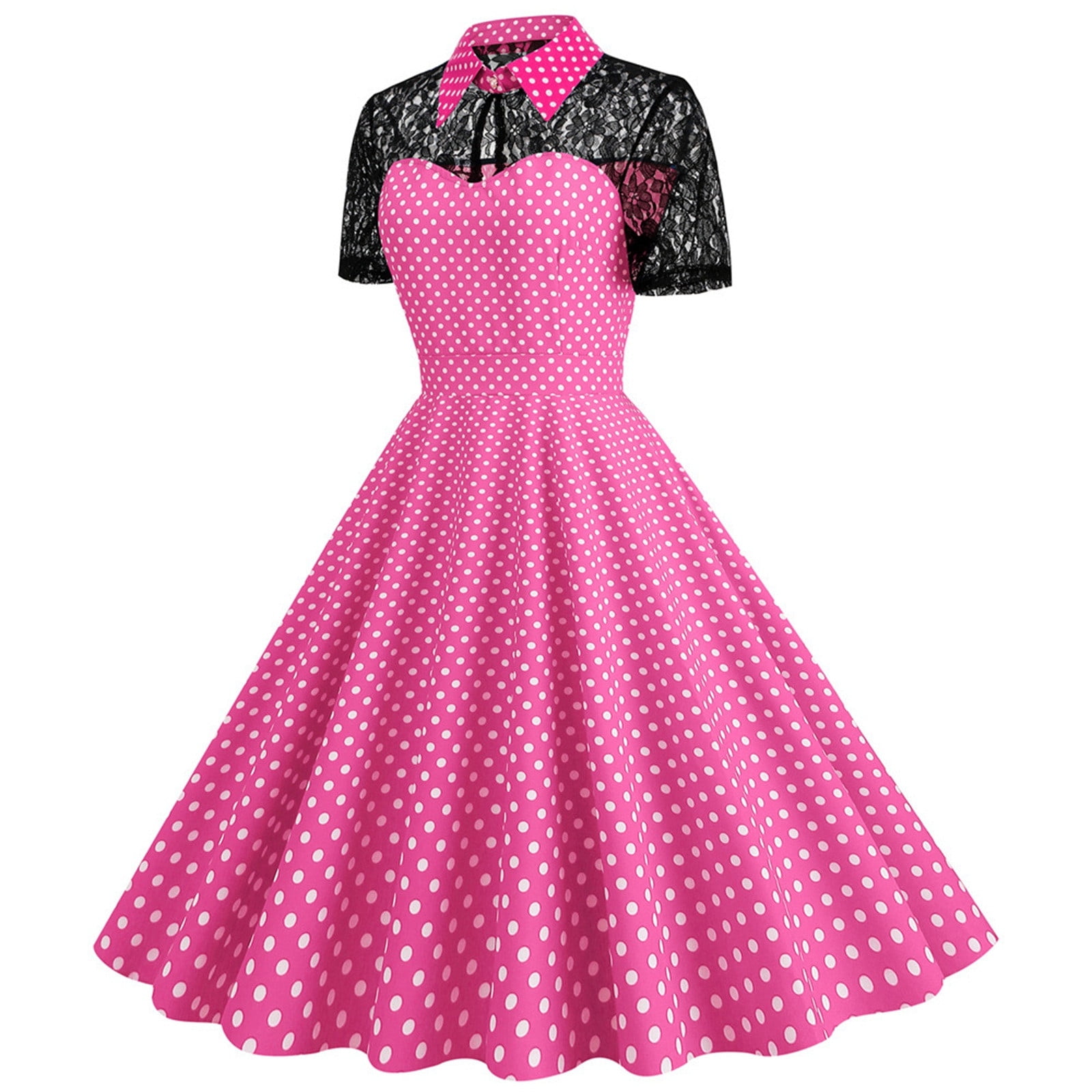 TIANEK Ladies Party Dress Polka Dot Floral Glamorous Ball Gown Wedding