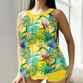 thumbnail image 1 of CALAFEBILA Ladies Swimsuit Two Piece Tankini Modest Hawaiian Backless Floral Print Bathing Suits, 1 of 4