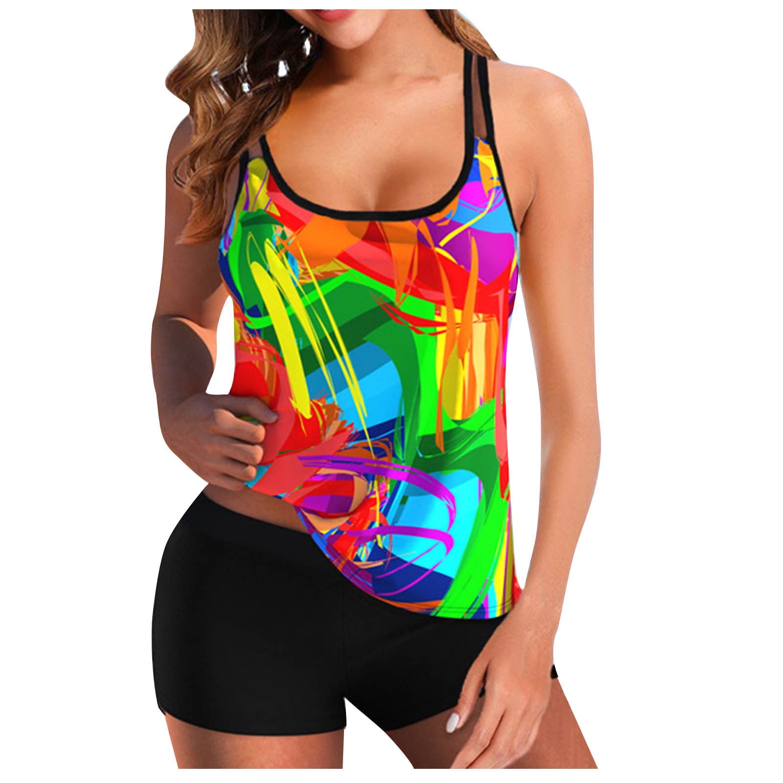 TIANEK Modest Juniors Swimsuits Tankini Tie Dye Summer Seaside Woman
