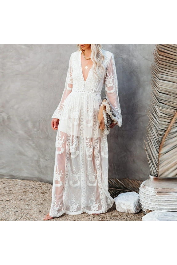 Party Dress for Women,Summer Long Sleeve Patchwork Floral Slim-fit Gold Dressy Dress Casual Ball Gown Evening Party Dress Long Maxi Dress