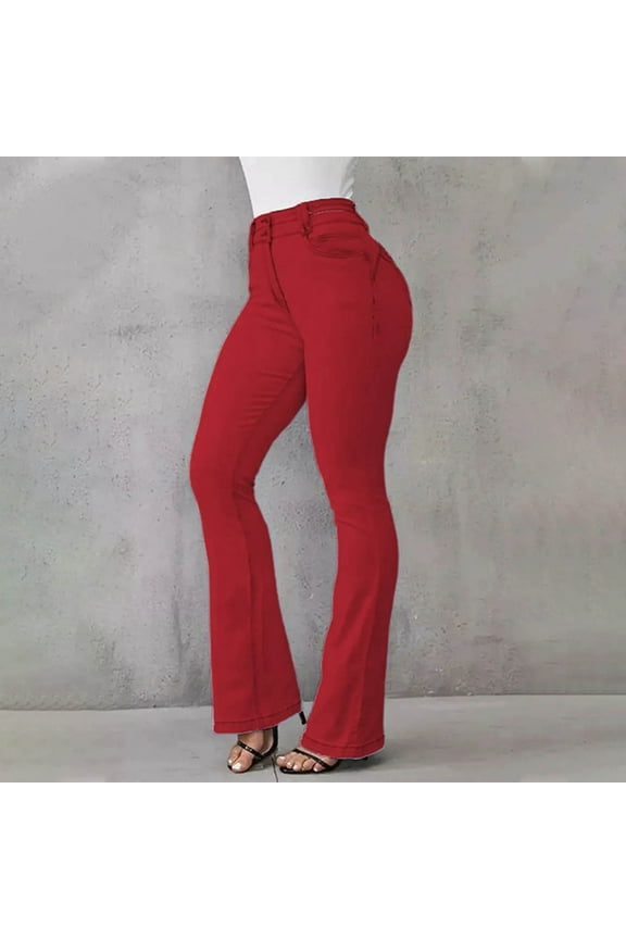 Plus Size Flare Jeans Fashion Full-Length Womens High Waisted Jeans Denim Trousers Casual Jogger Jeans for Women 2025