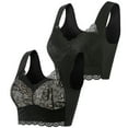 thumbnail image 1 of TIANEK Push up Bras for Women Wirefree Wireless Bras Padded Lace Back-Smoothing Bras 2 Pack, 1 of 8