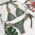 thumbnail image 1 of CALAFEBILA Women Bikini 2025 Elastic Solid Padded Bra Surfing America Summer Knitted Halter Show Waist Split Mother's Day Swimwear for Ladies, 1 of 5