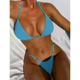 thumbnail image 1 of CALAFEBILA Women Bikini 2025 Skinny Solid Padded Push-Up Bra Conventional Bandage Show Waist Summer Mother's Day Split Asia Swimsuit for Women, 1 of 7