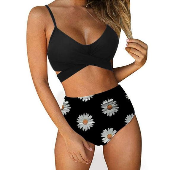 CALAFEBILA Women Bikini 2025 Slim Floral Printed Sport Yoga Summer Mother's Day Split Japan Show Waist Suspender Swimsuit for Women