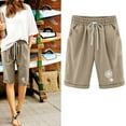 thumbnail image 1 of CALAFEBILA Women Butterfly Shorts Independence Day Print Summer Linen Wide Leg Half Shorts Pants, 1 of 3