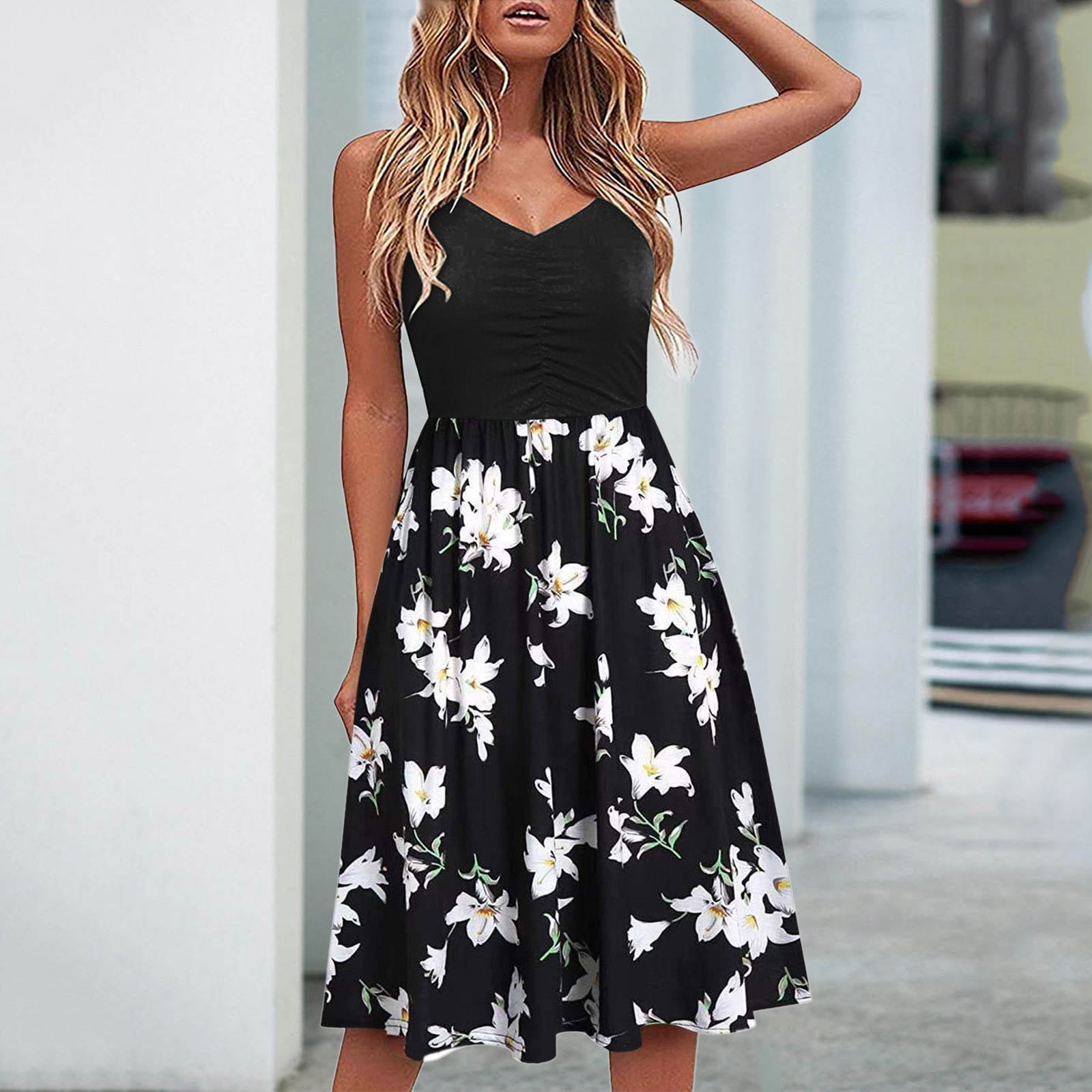 Floral Print Fitted Sleeveless Vacation Dress | ChicGrl