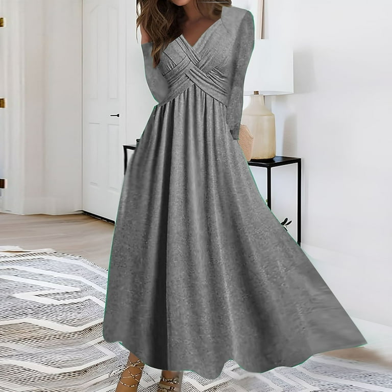 Long Sleeve V-Neck Sexy Solid Color Dress Long Sleeve V-Neck Sexy Solid Color Dress