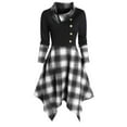 thumbnail image 1 of CALAFEBILA Women Dresses on Long Sleeve Lapel Plaid Midi Shirt Dress Button Christmas Long Dresses, 1 of 6