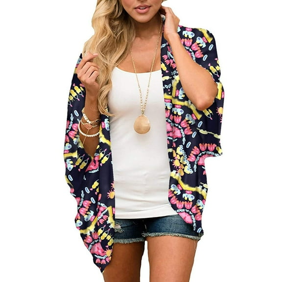 CALAFEBILA Women Mid-Length Long Sleeve Comfortable Cardigan Dinner Front Open Lightweight Print Sweater for Women 2025