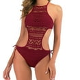 thumbnail image 1 of TIANEK Women One-Piece Swimsuit Mother's Day Broadband Sling Fashion Solid Strapless Summer Water Skiing Hollow Out Bikini Clearance, 1 of 9