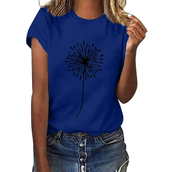 CALAFEBILA Women T-Shirt Summer Comfortable Mother's Day Hiking Printed Loose Fit Plus Size Tops for Women