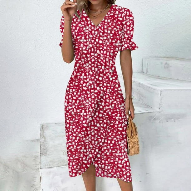 Solid Color Five-Point Sleeve Sexy V-Neck Strap Irregular Dress Solid Color Five-Point Sleeve Sexy V-Neck Strap Irregular Dress