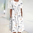 thumbnail image 1 of TIANEK Womens Sundress Short Sleeve Floral Knee Length Sun Dress Vintage Pockets Pleated Long Dresses for Women 2024, 1 of 5