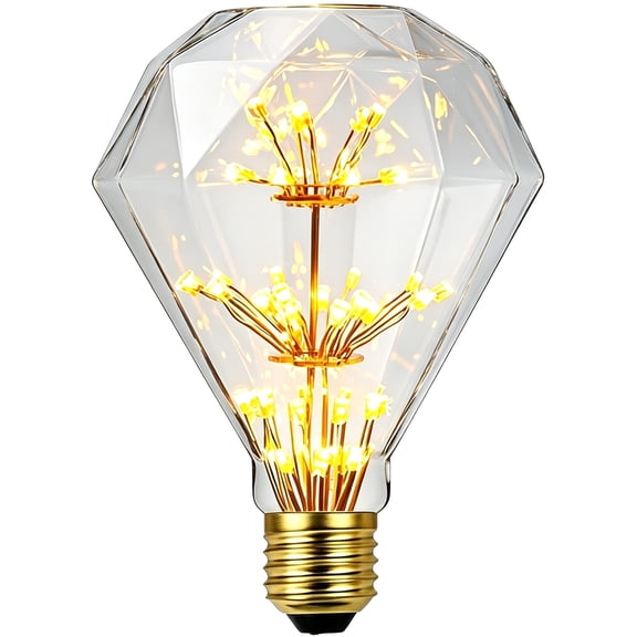 TIANFAN Vintage Led Bulb G95 Firework Diamond Shape 2Watts Edison Bulb 2200Kelvin Warmth Glow 110-130V Decorative Light Bulb
