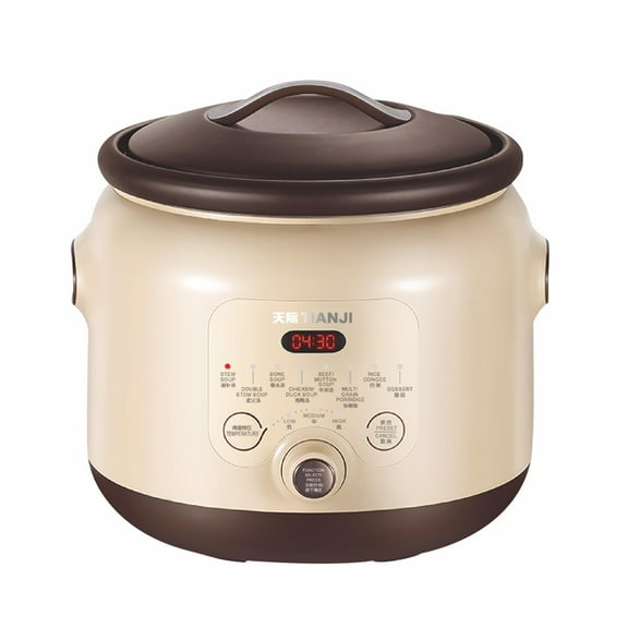 TIANJI Electric Stew Pot DGD40-40SED, Purple Clay Inner Pot Ceramic Cooker for Chinese Soup & Porridge, 4L
