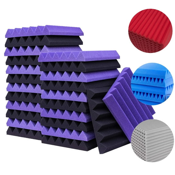 TIANLAIMEI 24 Pack Acoustic Foam Panel Wedge Studio Soundproofing Acoustic Treatment Wall Tiles