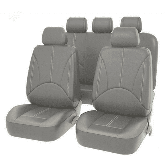 TIANLAIMEI Auto Car Seat Cover Gray, PU Leather, Full Enclosed Design 5 Pieces
