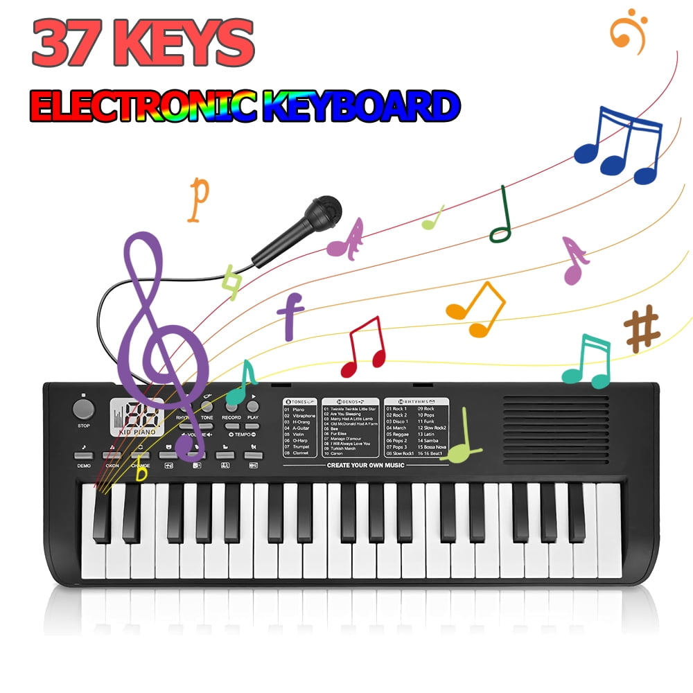 TIANLAIMEI Electric Digital Piano 37 Key Musical Beginner Electric Keyboard with Microphone USB Rechargeable, Gifts for Christmas, Birthday