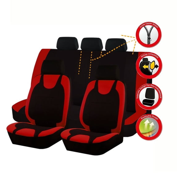 TIANLAIMEI Full Set Car Seat Covers with Steering Wheel Cover and Seat Belt Shoulder Protector Set, Automotive Seat Cushion Car Accessories Fits Most Cars