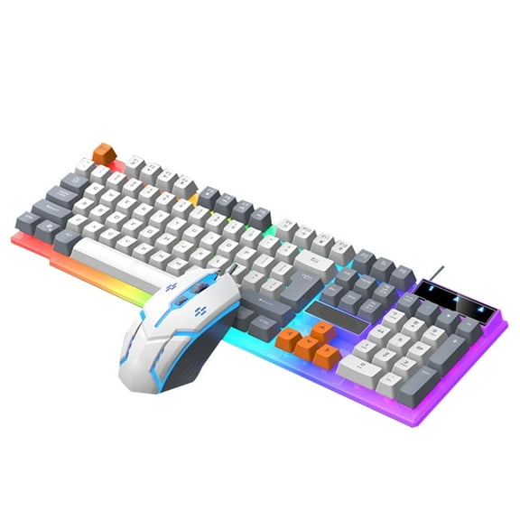TIANLAIMEI USB Wired Gaming Keyboard and Mouse Set Mechanical Feel RGB LED Rainbow Backlit,104 Keys Full Size, for PC Gamers Desktop Computer Laptop