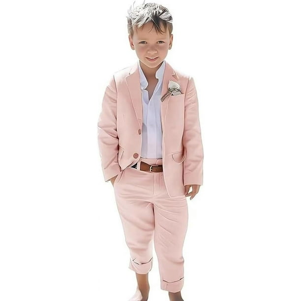 TIANMEI Linen Boys Suit Beach Wedding Suit Summer Slim Fit