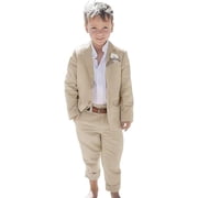 TIANMEI Linen Boys Suit Beach Wedding Suit Summer Slim Fit 2 Pieces Kids Light Weight Linen Suit Jacket Pant