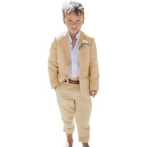 TIANMEI Linen Boys Suit Beach Wedding Suit Summer Slim Fit 2 Pieces Kids Light Weight Linen Suit Jacket Pant