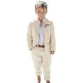 thumbnail image 1 of TIANMEI Linen Boys Suit Beach Wedding Suit Summer Slim Fit 2 Pieces Kids Light Weight Linen Suit Jacket Pant, 1 of 9