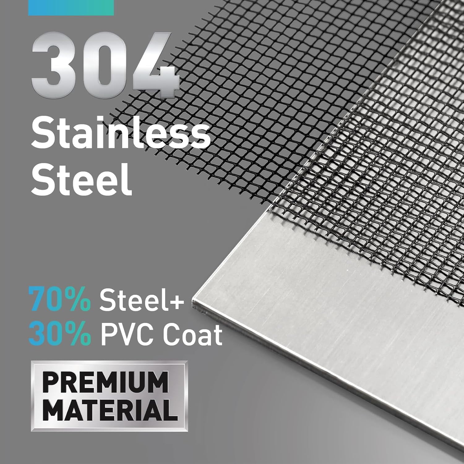 TIANMZC-304 Stainless Steel Mesh Window Screen Roll,47IN x 10FT Black Metal Window Screen Replacement,Window Screen Mesh for Window, Door, Patio,Pet,Vent and DIY Project (22 Mesh)