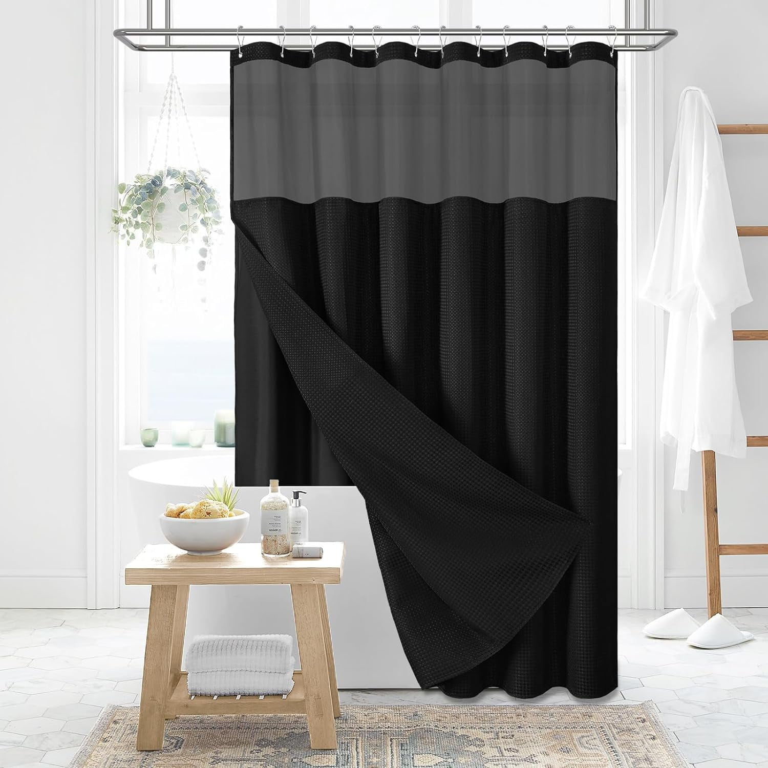 TIANMZC-78 Inch Long Shower Curtain, Tall Waffle Fabric Shower Curtains ...
