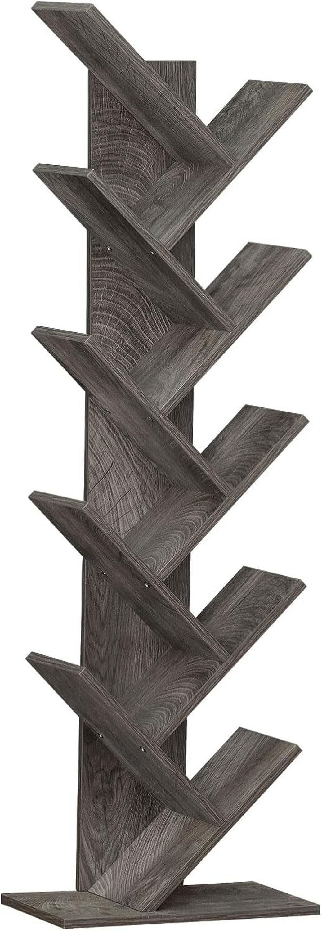 SHEEPAM 10 Tier Tree Book Shelf, Floor Standing Wood Bookshelf For Narrow Space Storage Organizer Bookshelves For Books Cds Magazine Bookcase With Shelves For Home Office Living Room White&pid=ndyzogy3nw - View #4