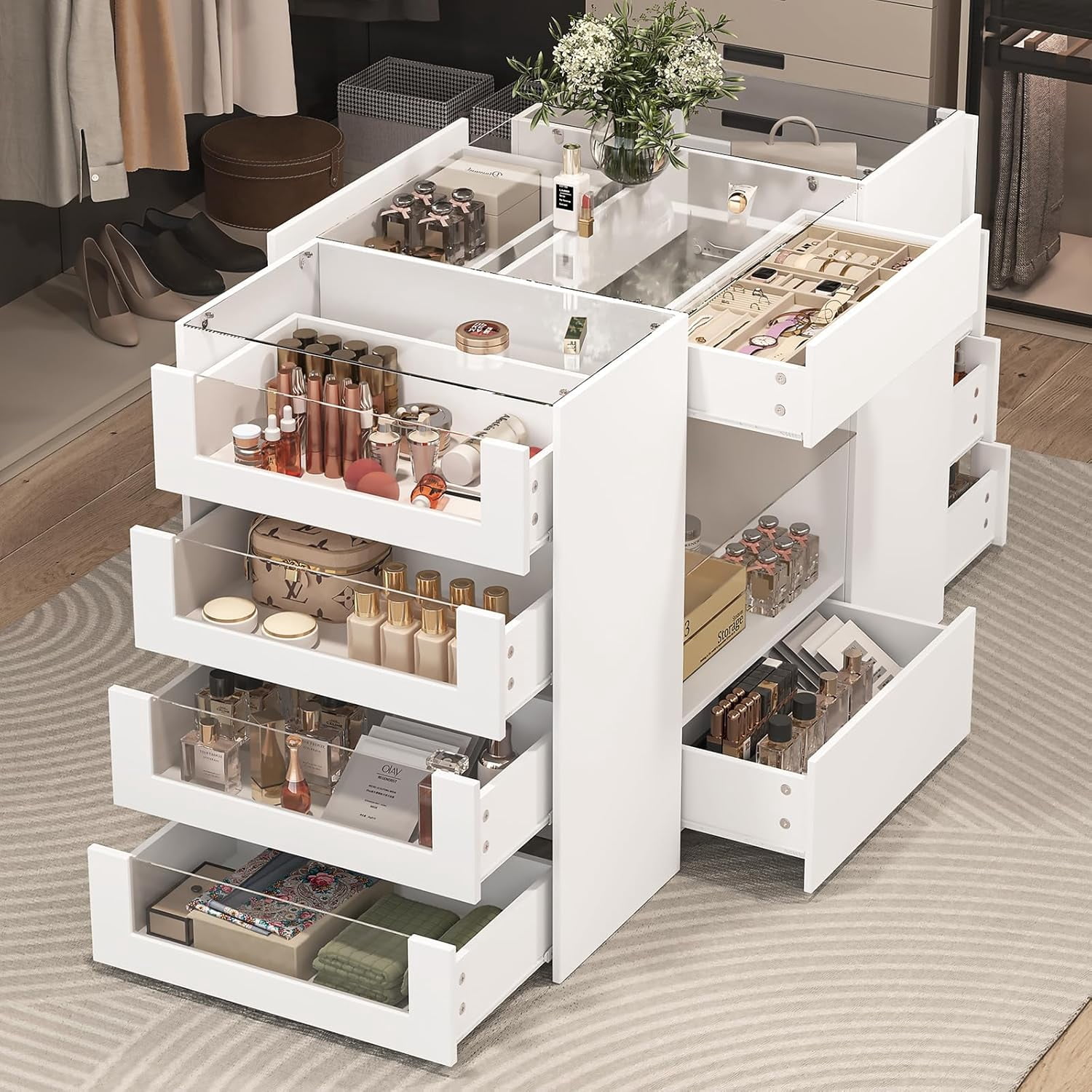 TIANTAI Closet Island with Drawers Wardrobe Armoire Bedroom Island ...