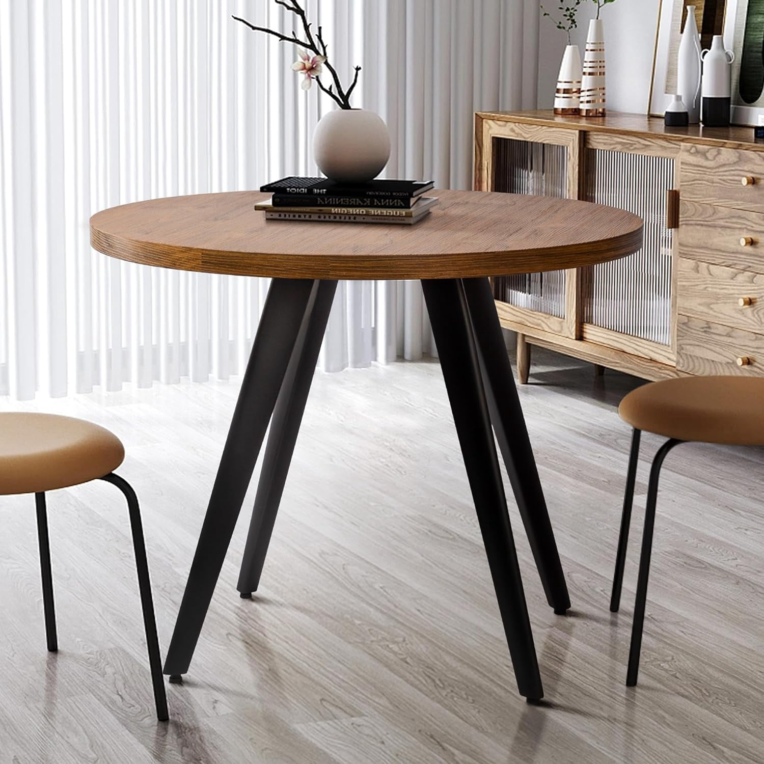 TIANTAI Round Dining Table, Small Dining Table for 2, 31.5" Round Table, Mid-Century Modern ...