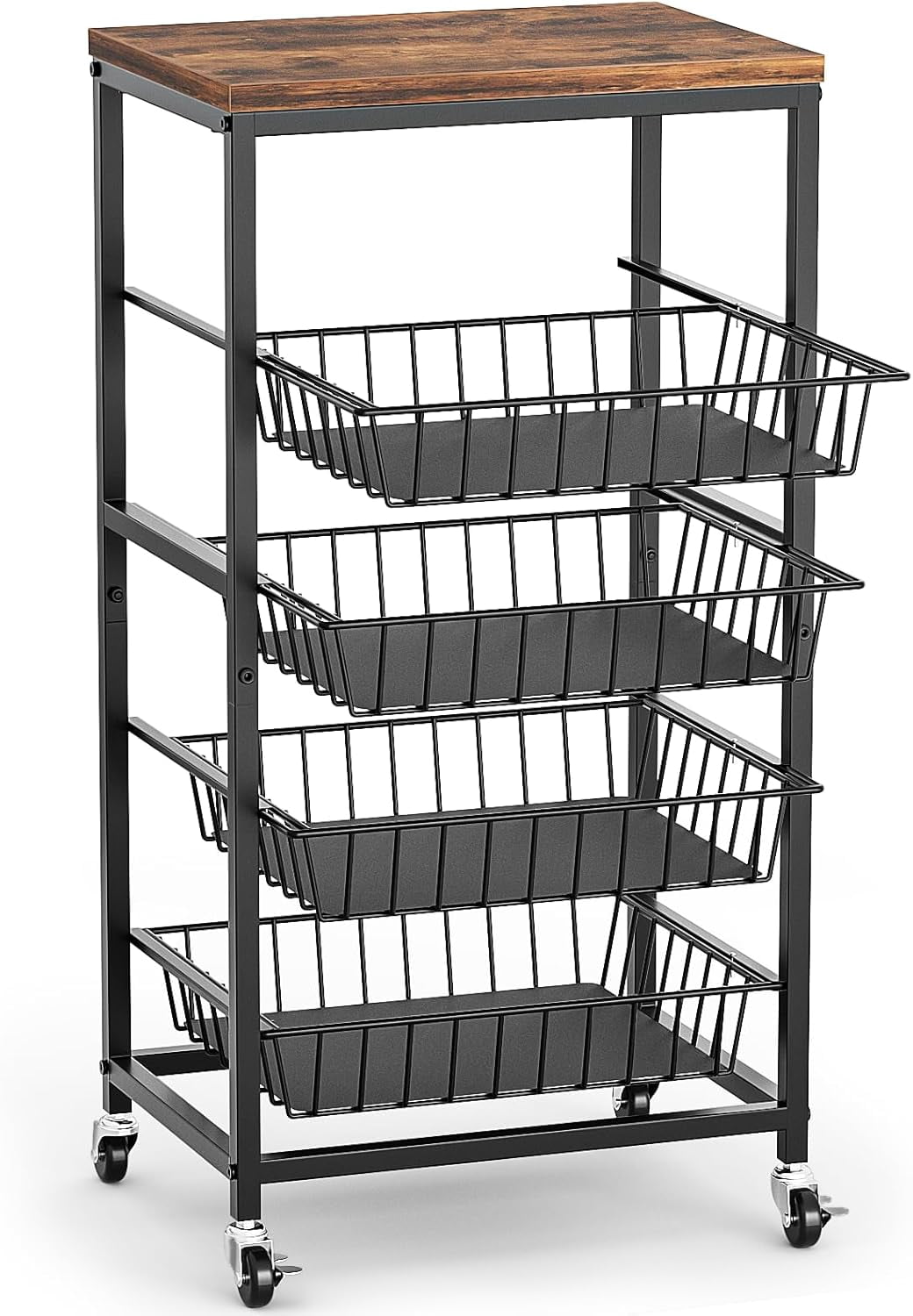 TIANTAI Snack Cart, 5-Tier Kitchen Carts on Wheels with Storage,Fruit ...