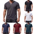 thumbnail image 1 of TIANZEN 2026 Summer Men's Casual Solid Color Long Sleeved V Neck T Shirt For Outerwear 3xlt Shirts for Men Big And Tall, 1 of 8