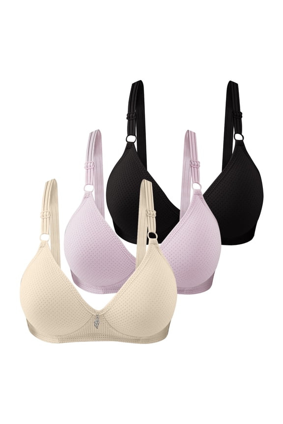 3PC Women's Front Side Buckle Lace Edge Without Steel Ring Movement Seamless Gathering Adjustment Yoga Sleep Large Bra Womens Bras No Underwire Pack Bras for Women Workout for Women Sports Bra