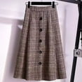 thumbnail image 1 of TIANZEN Autumn Winter Plaid Skirt With Elastic Waist Mid Length Blend Textured Fabric For Casual And Wear Wrap Skirts Long Skirts for Women Summer, 1 of 3