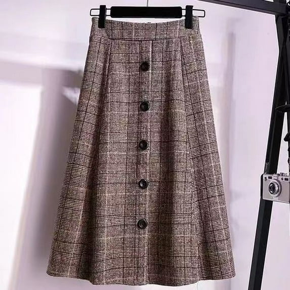TIANZEN Autumn Winter Plaid Skirt With Elastic Waist Mid Length Blend Textured Fabric For Casual And Wear Wrap Skirts Long Skirts for Women Summer