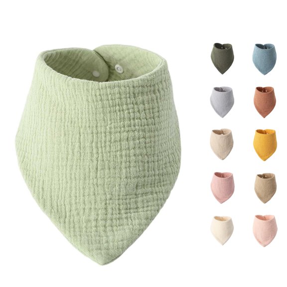 TIANZEN Baby Triangle Scarf Bib Water Absorbent Spitting Up 6 Layer Snap Button Baby Bib 0 1 Year Bibs for Older People
