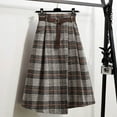 thumbnail image 1 of TIANZEN Blend Tartan Skirt With Asymmetrical Hemline Mid Length High Waist Flared A Line Style Fashion Skirt For Autumn And Seasons Ruched Skirts for Women Mini Skirt, 1 of 5