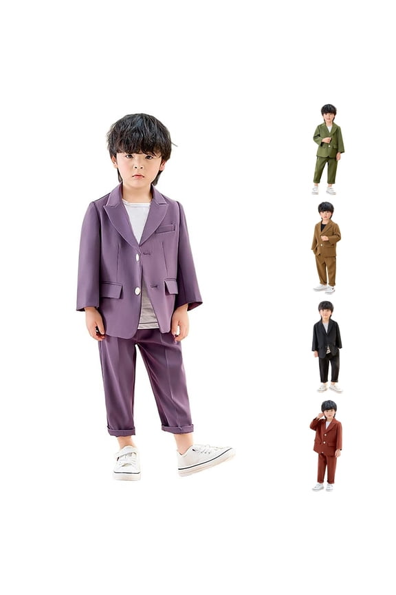 Boys Business Suits Coat 3 Piece Outfit Tuxedo Set For Kids Formal Suit For Boys With Pants Necklace Set Slim Baby Boy Shirt And Tie