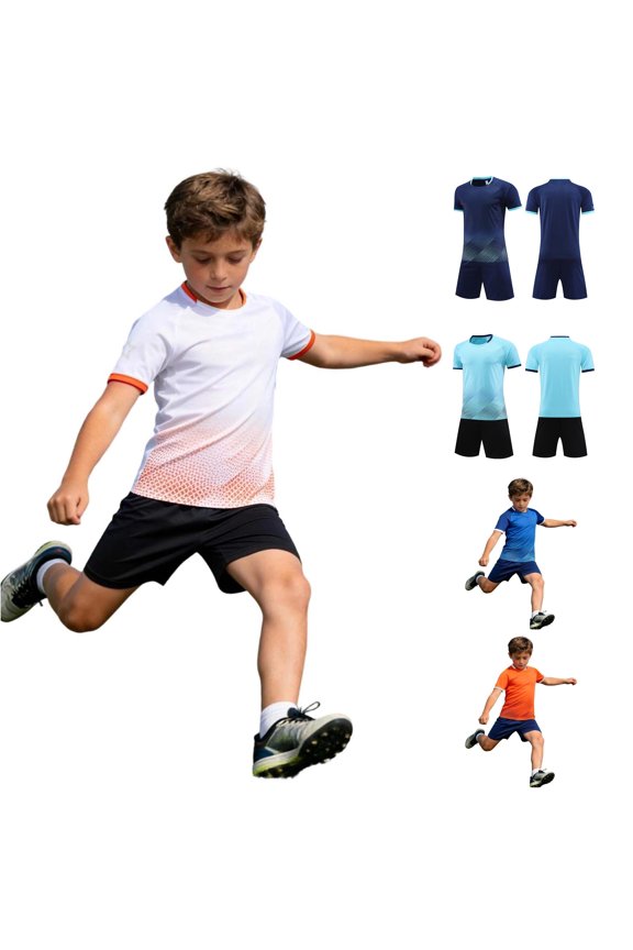 Boys Youth Football Training Short Sleeve Sport Shirt And Shorts Athletic Team For Kids Children Baby Boy Summer Clothes