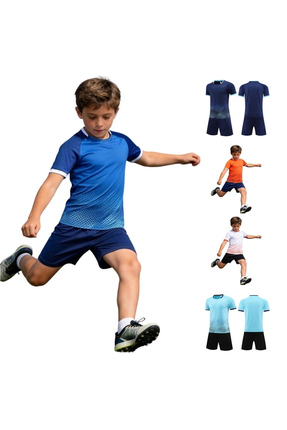 Boys Youth Football Training Short Sleeve Sport Shirt And Shorts Athletic Team For Kids Children Baby Boy Summer Clothes